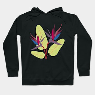 Colorful tropical flowers with soft leaves Hoodie